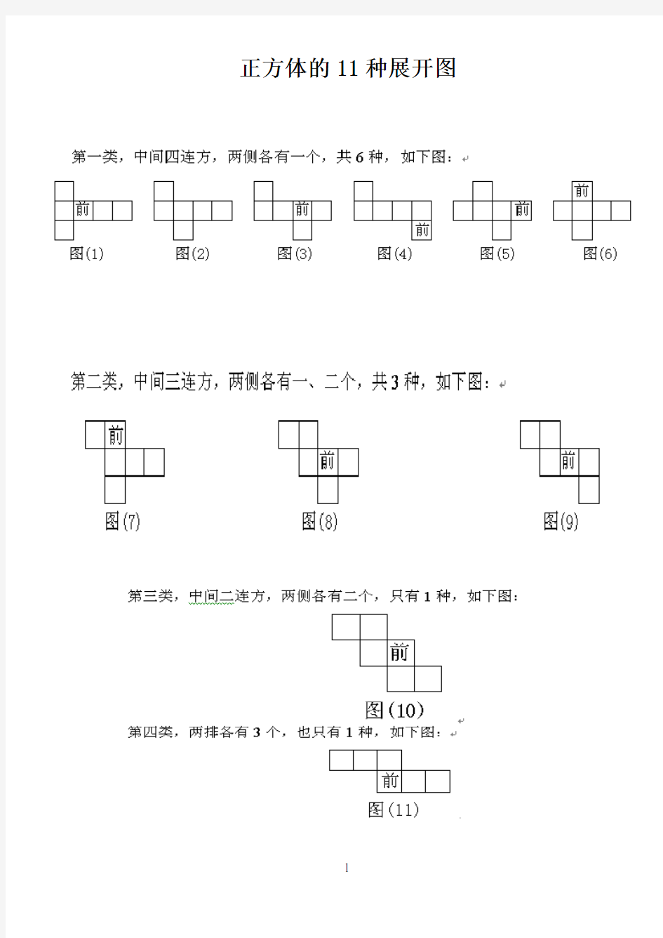 正方体的11种展开图