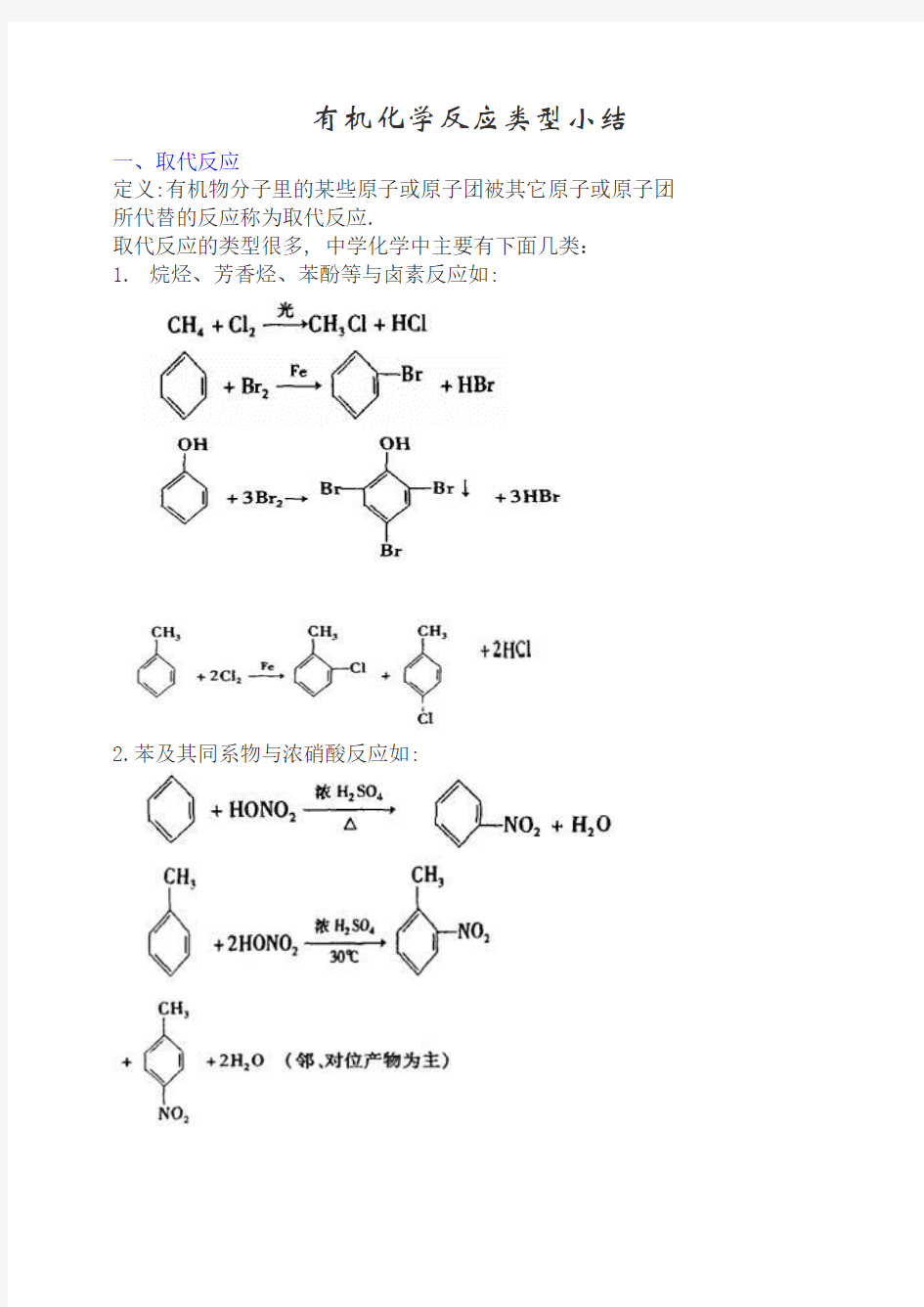 选修5-有机化学反应类型小结