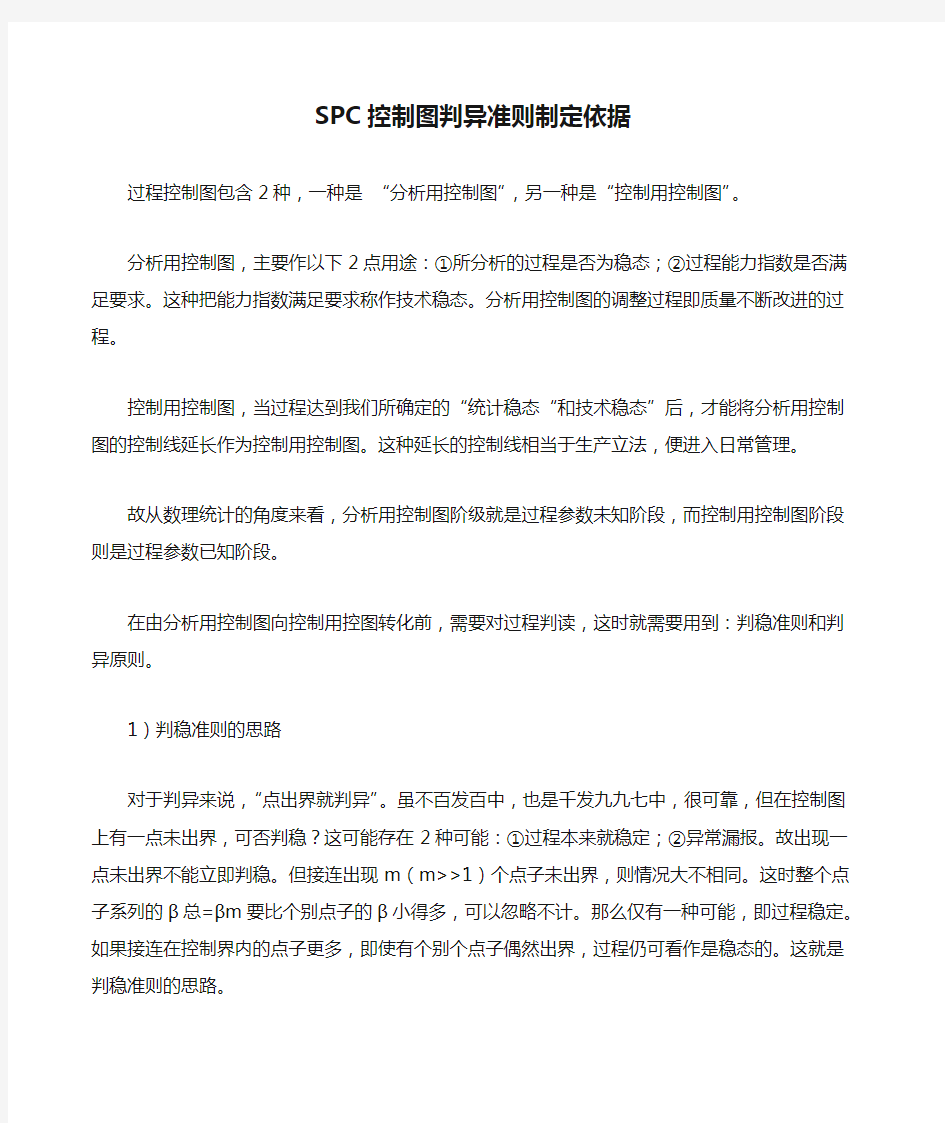 SPC控制图判异准则制定依据 判异准则顺口溜