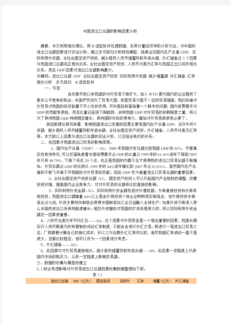 中国进出口总额影响因素分析(1)