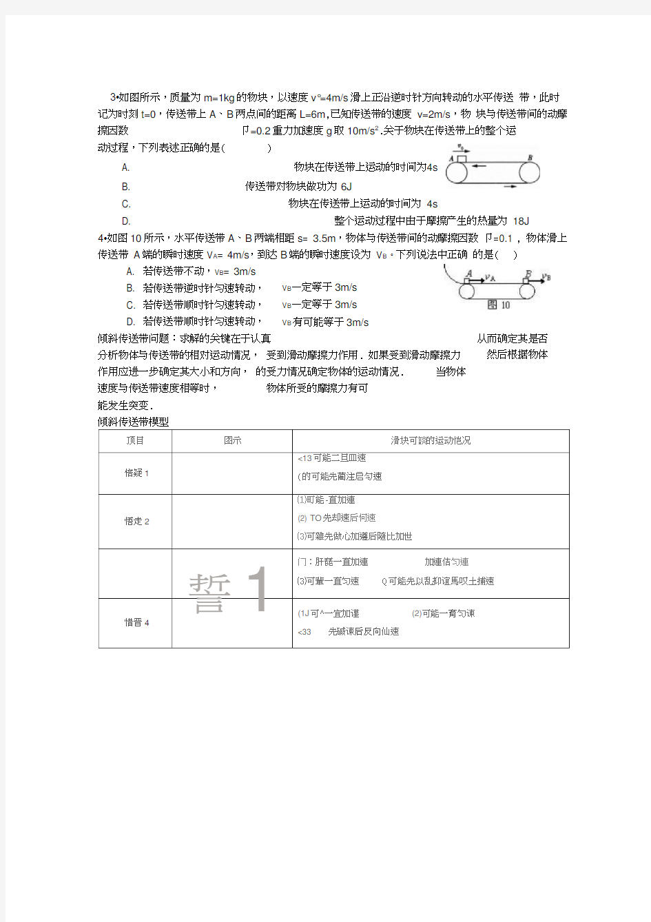 传送带模型总结