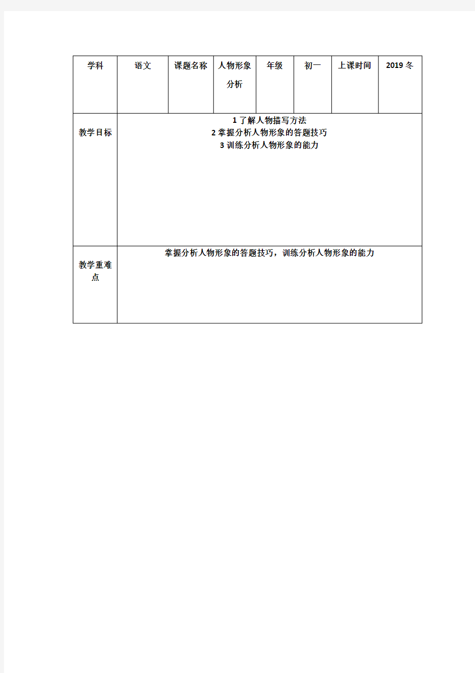 七年级人现代文阅读 人物形象分析