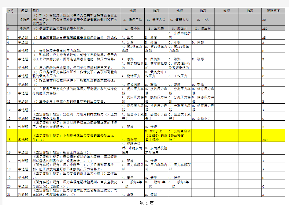 2018最新固定式压力容器操作试题