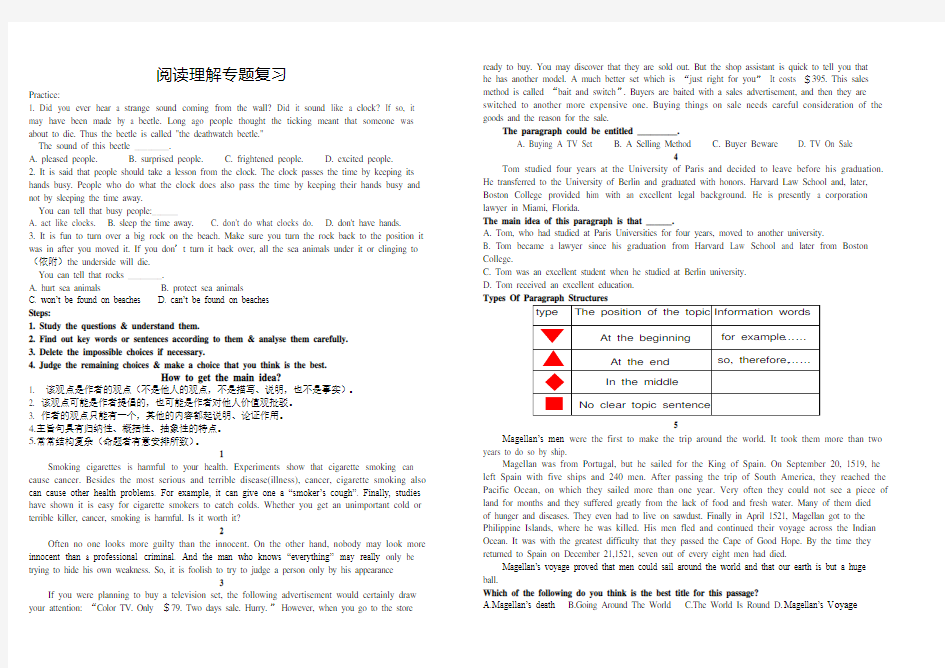 高中语文阅读理解专题复习