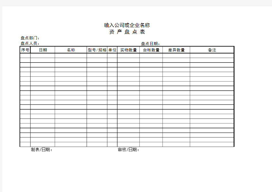 公司企业资产盘点表