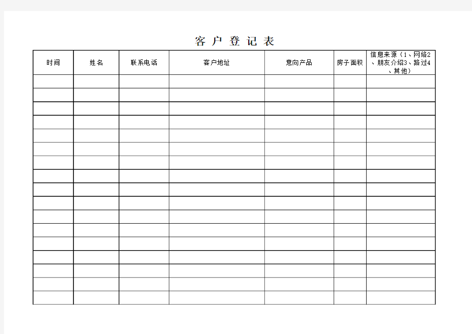 客户进店登记表