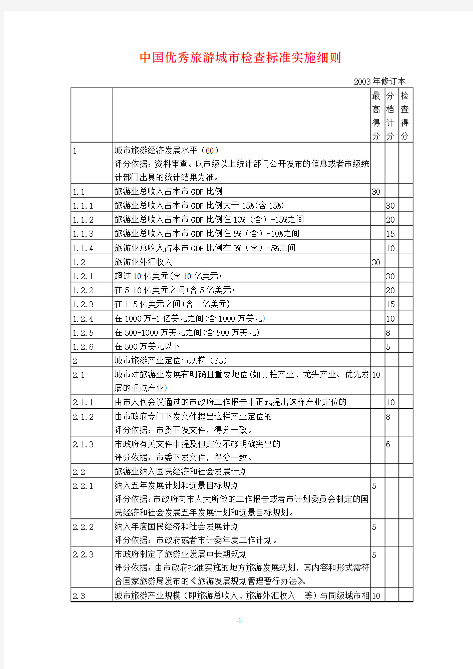 《中国优秀旅游城市检查标准》(修订本)