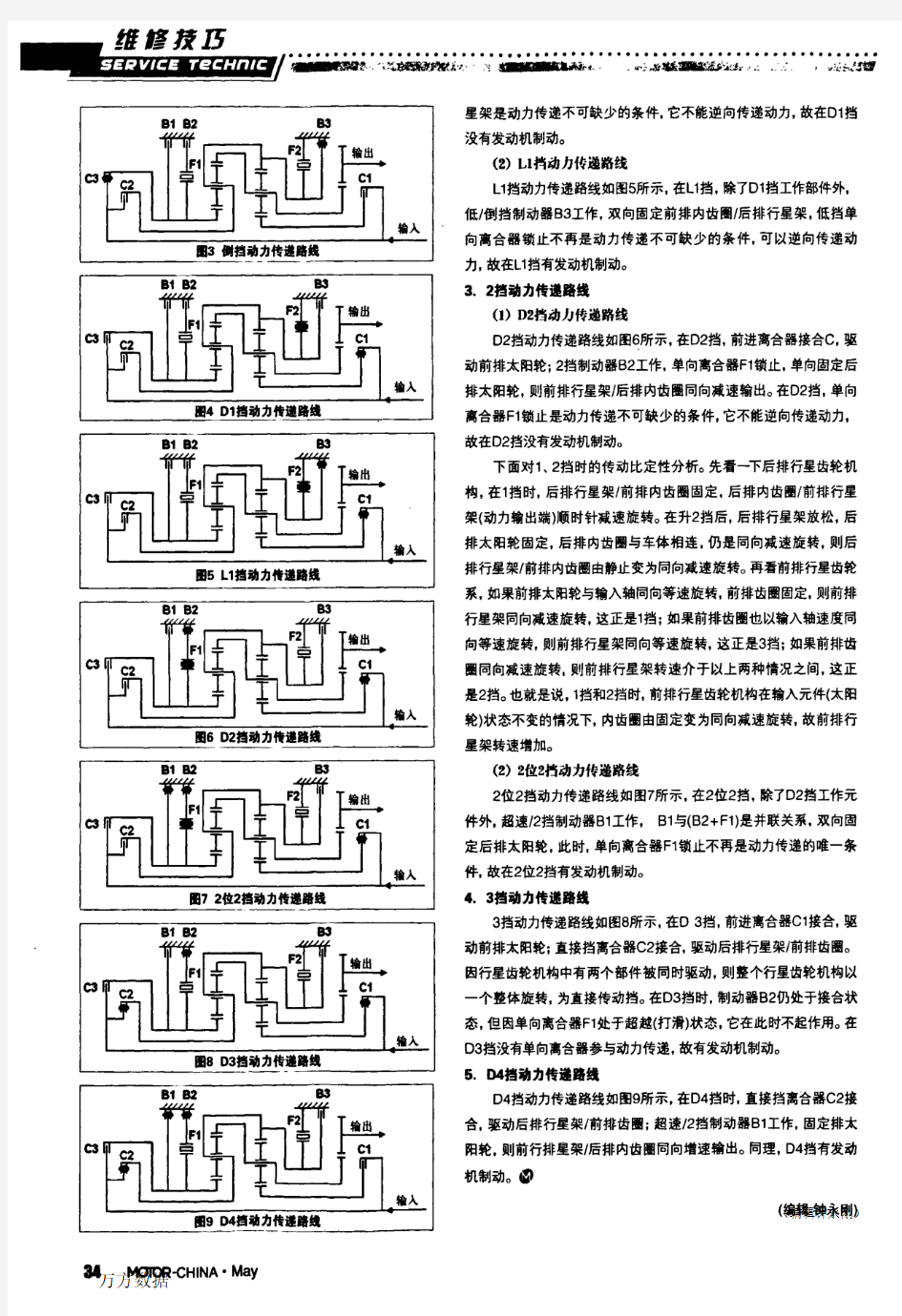 自动变速器动力传递路线分析(二十八)——广汽丰田雅利士U340E自动变速器动力传递路线