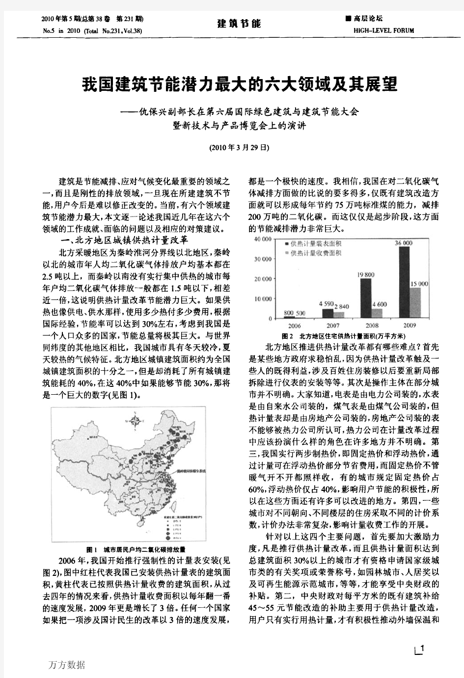 我国建筑节能潜力最大的六大领域及其展望——仇保兴副部长在第六届国际绿色建筑与建筑节能大会暨新技术与产