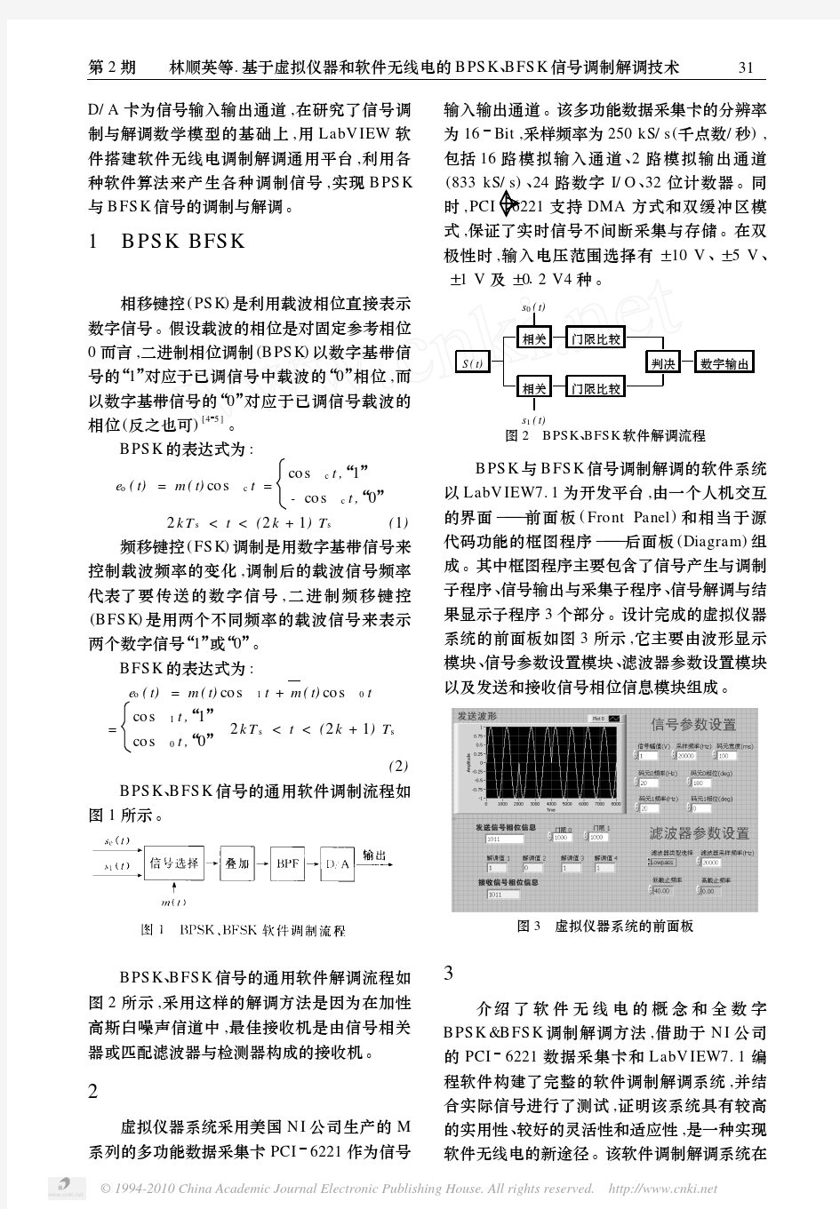 基于虚拟仪器和软件无线电的BPSK_BFSK信号调制解调技术