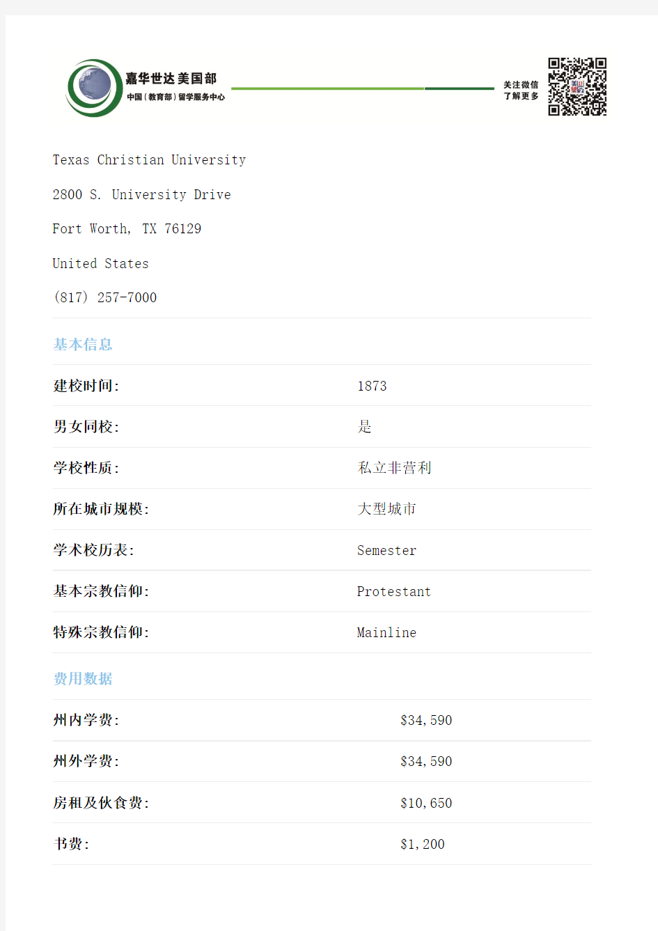 德克萨斯基督教大学详细介绍