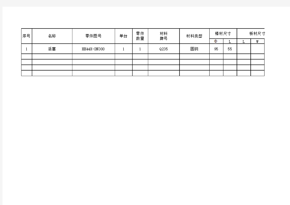 机械加工产品报价表格