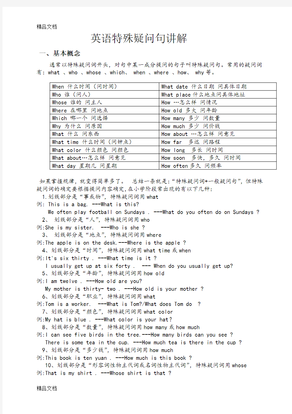 最新英语特殊疑问句讲解及例句