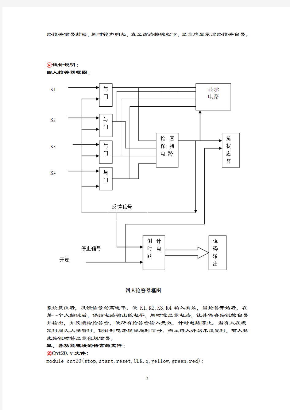 基于FPGA的四人抢答器设计实验报告.doc