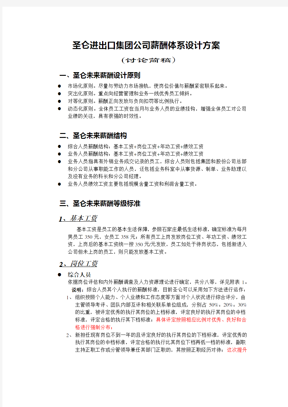 进出口集团公司薪酬体系设计方案