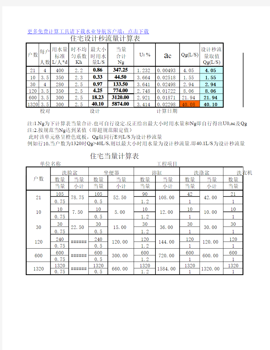 室内给排水设计秒流量