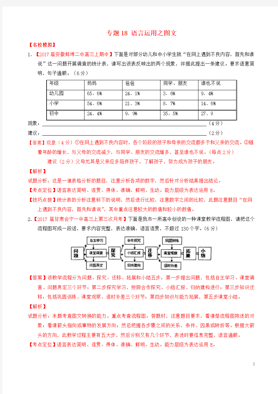 (讲练测)2017年高考语文三轮冲刺专题18语言运用之图文(练)(含解析)