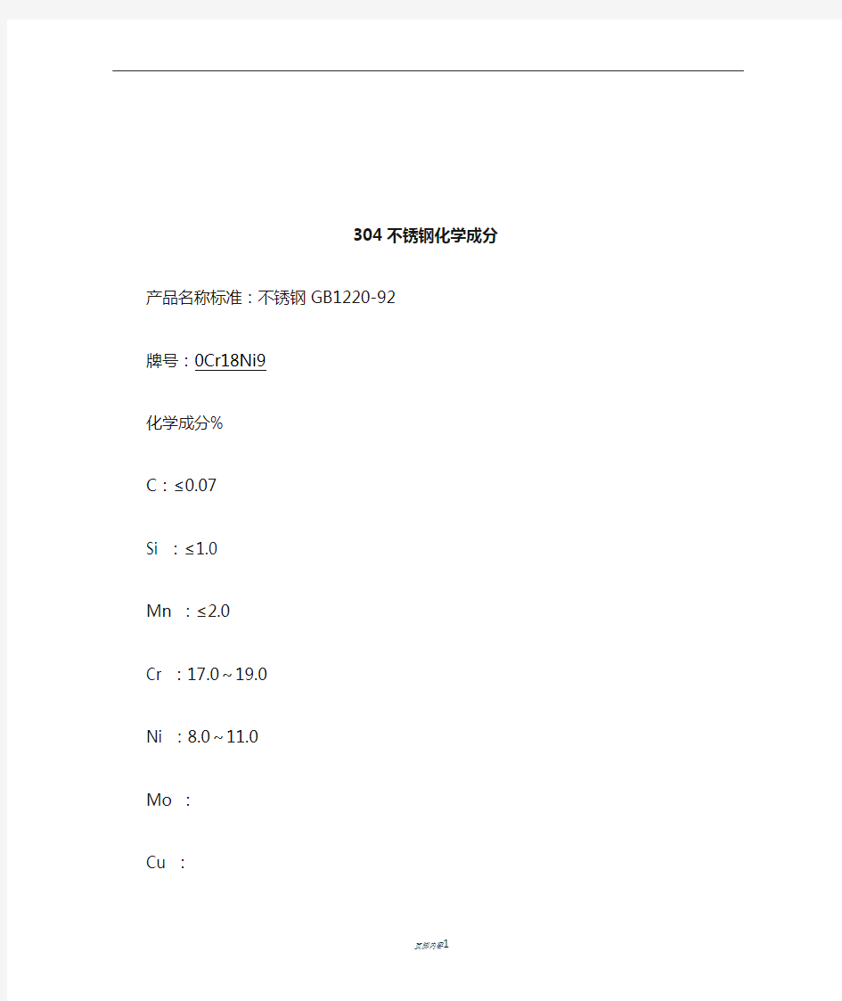 304不锈钢化学成分-304不锈钢的成份-304钢成分