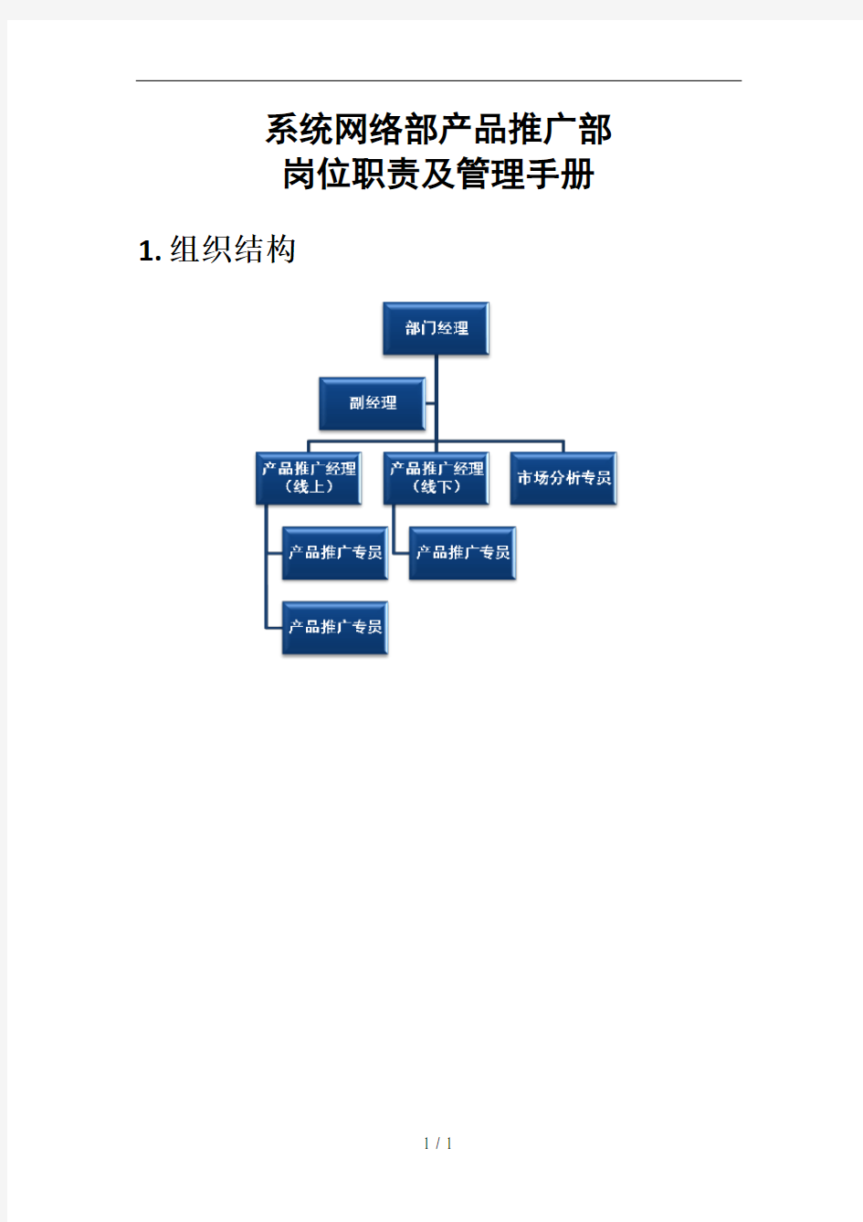 产品推广部岗位职责与管理手册