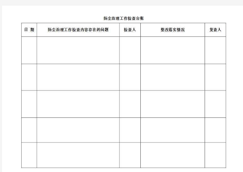 扬尘治理工作检查台账