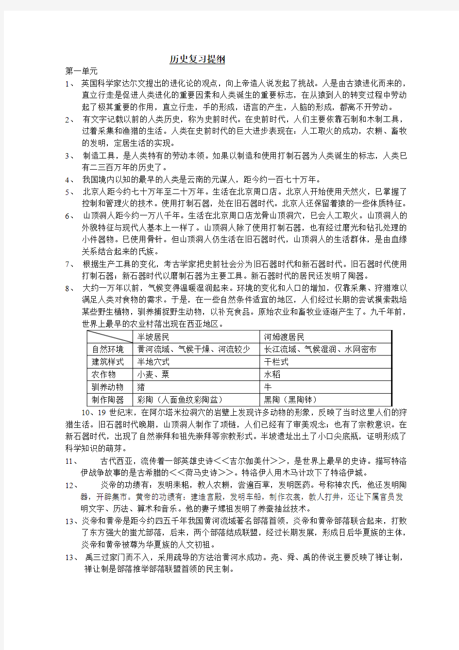 人教版 八年级上册历史与社会复习提纲