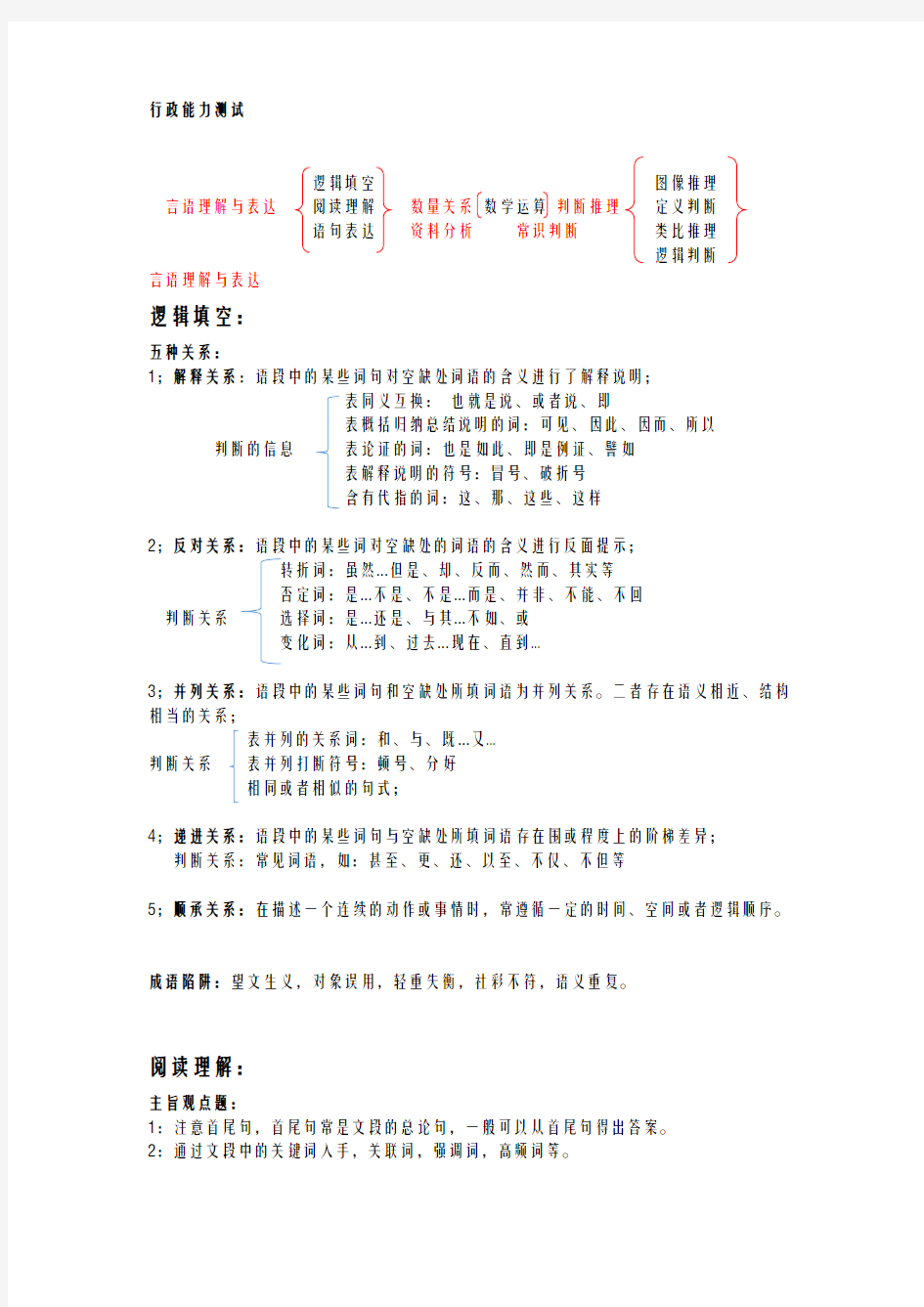 部分行测知识点的整理