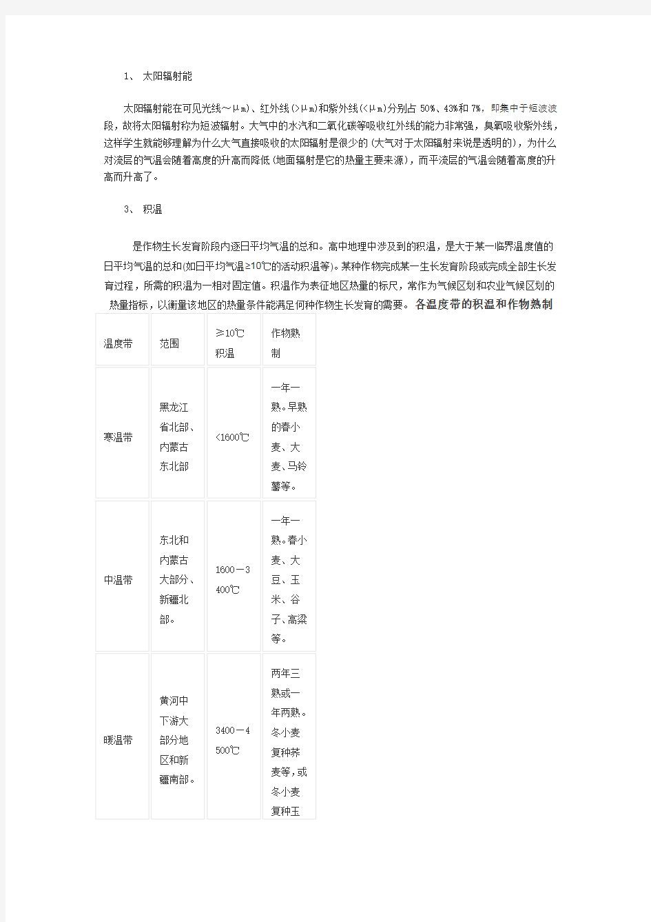 高中地理课外知识点