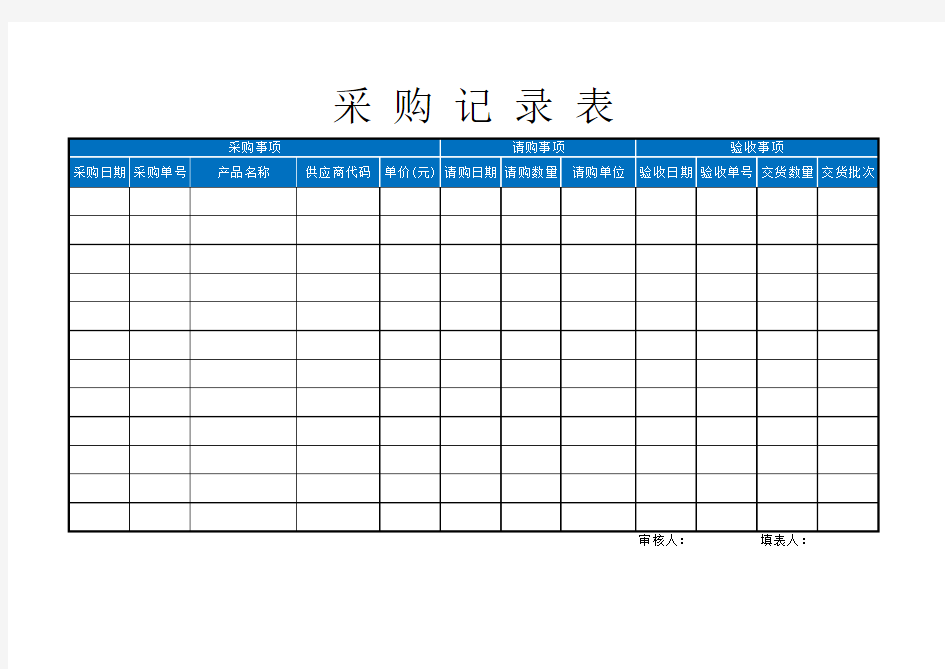 原材料产品采购记录表