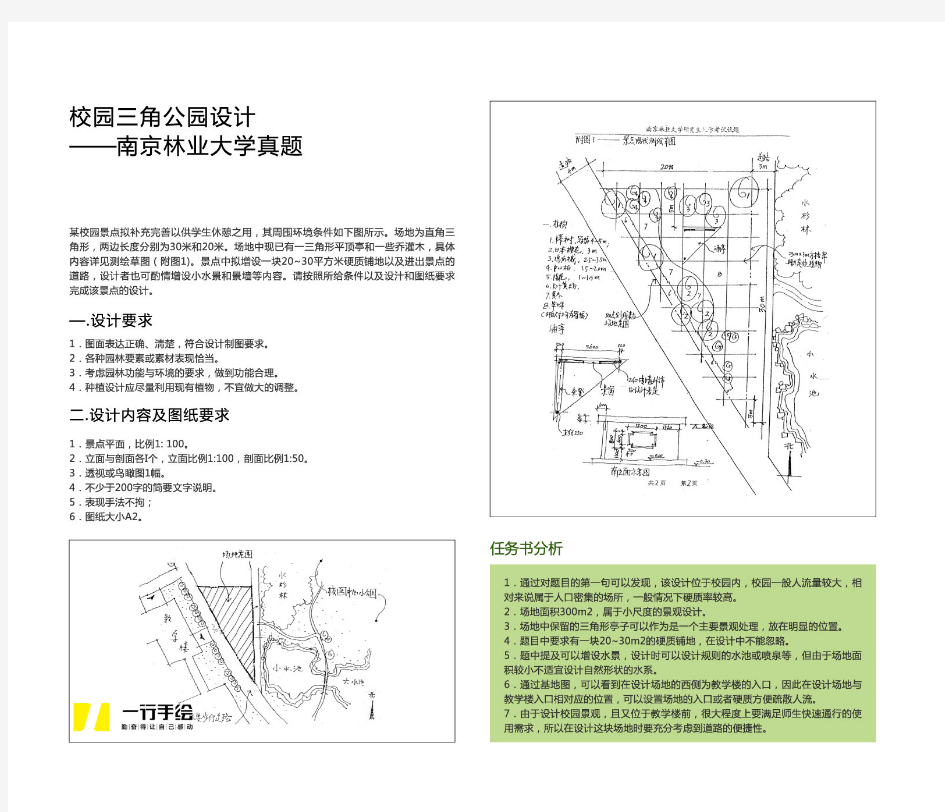 南京林业大学风景园林考研历年真题及解析-校园三角公园设计
