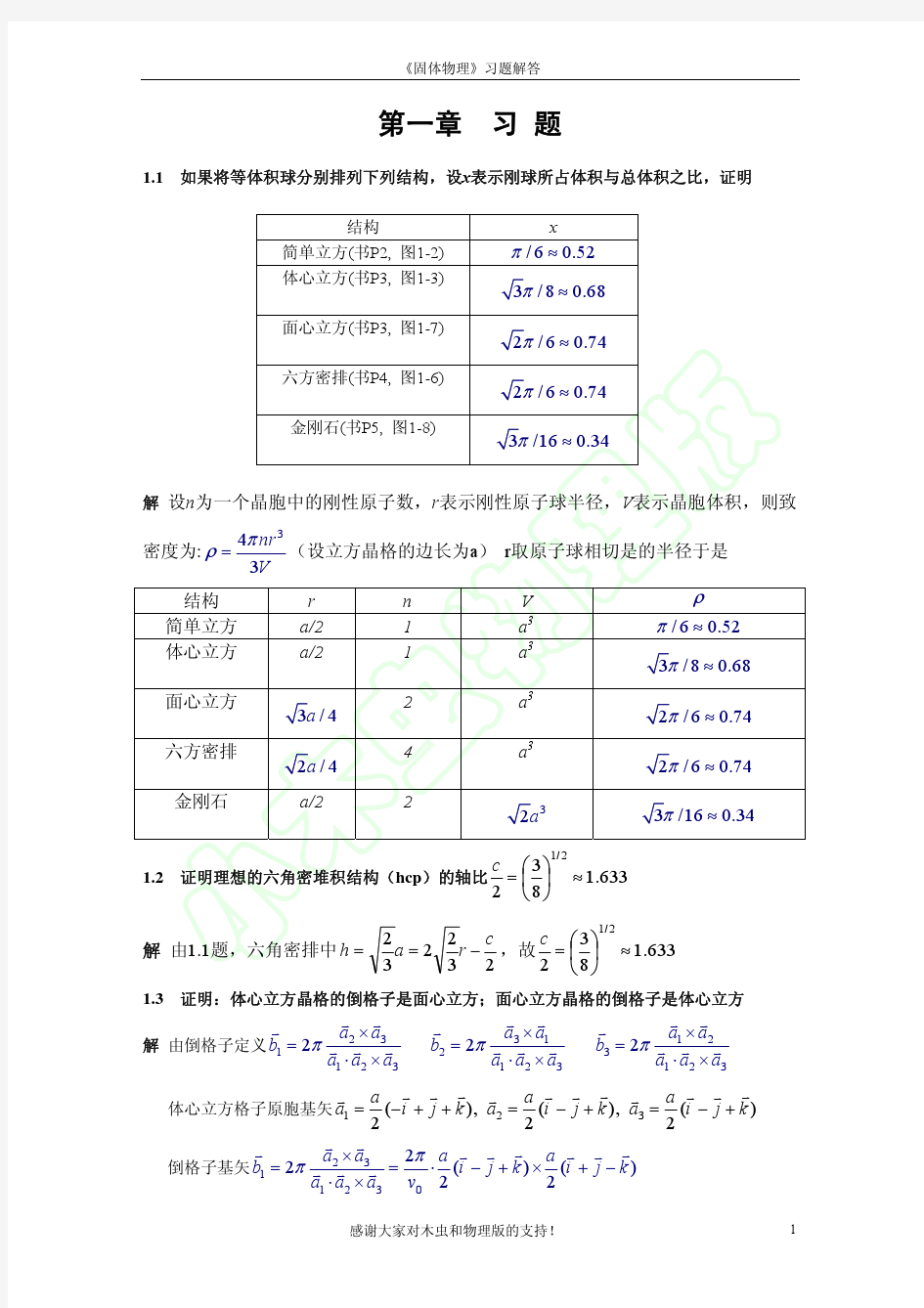 固体物理习题解答-完整版