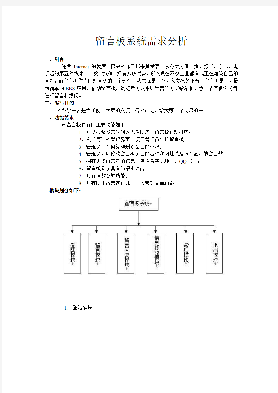 留言板系统需求分析