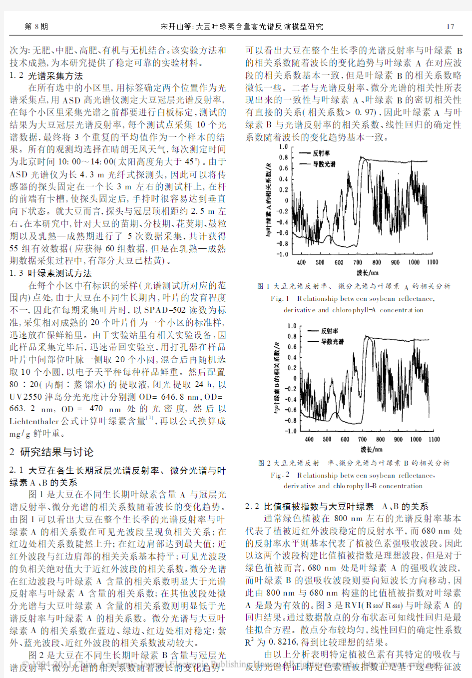 大豆叶绿素含量高光谱反演模型研究_宋开山