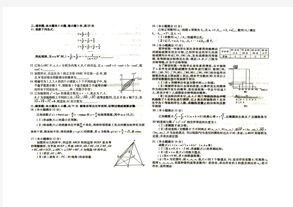 2016潍坊一模数学(理科)试题