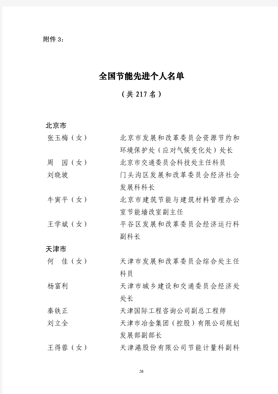 全国节能先进个人名单 - 中华人民共和国环境保护部