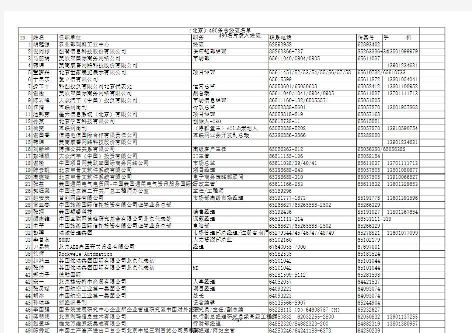 北京490条经理人名片