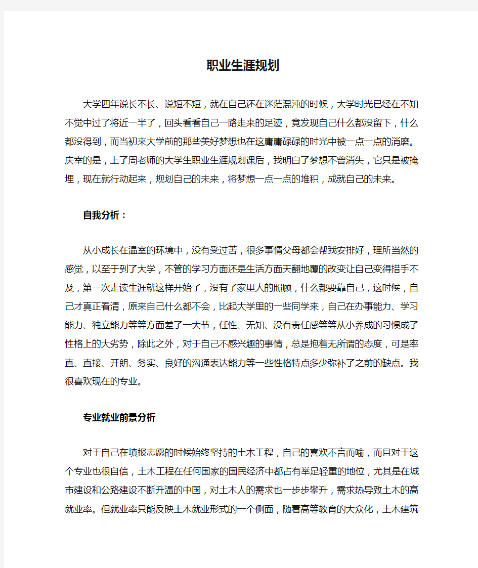 土木工程专业大学生职业生涯规划