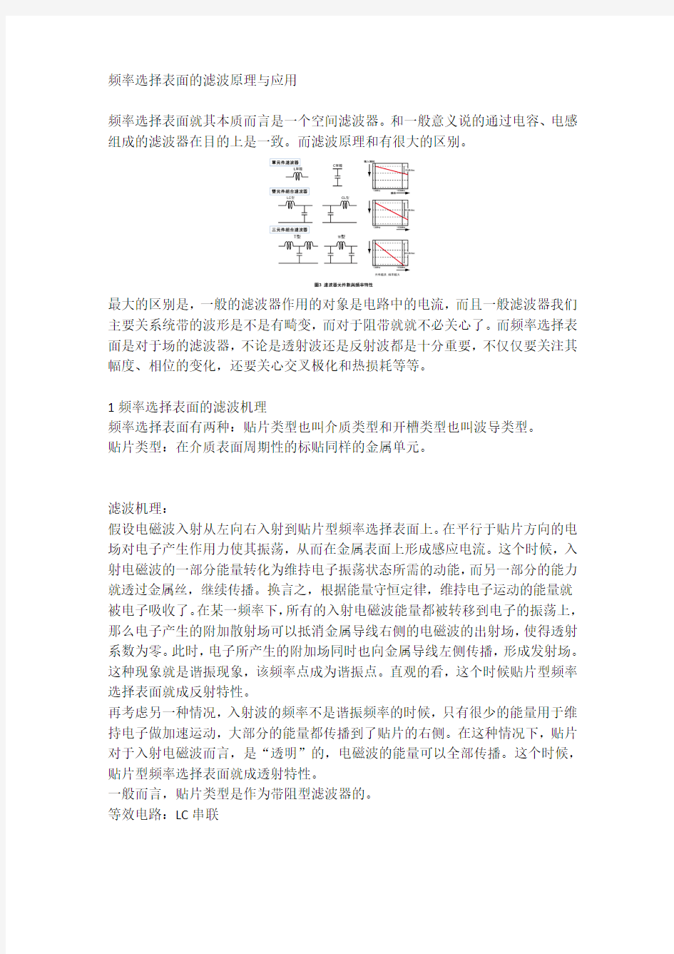 频率选择表面的滤波原理与应用