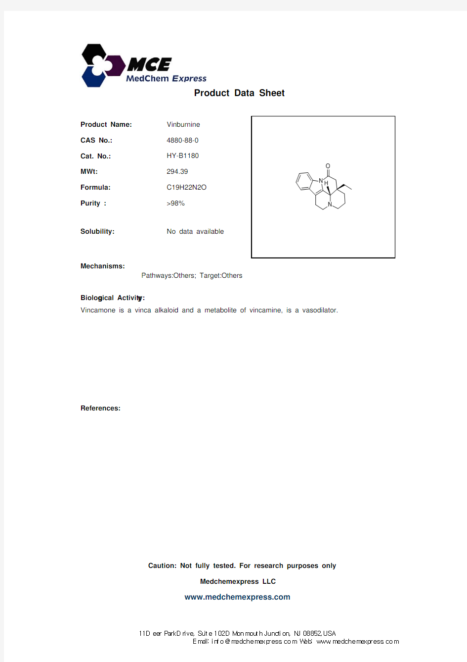 Vinburnine_4880-88-0_DataSheet_MedChemExpress