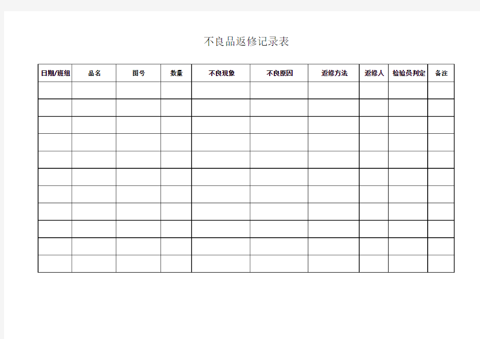 不良品返修记录