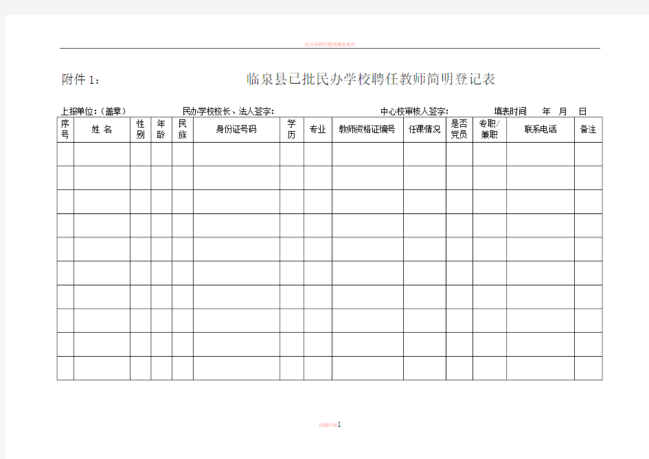民办学校教师简明登记表和备案表.doc