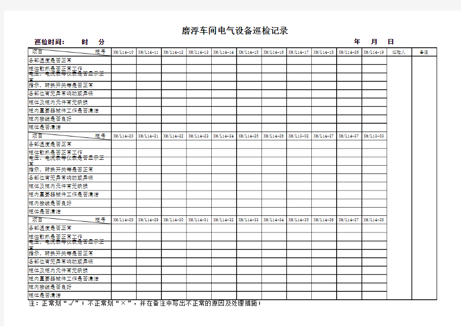 电气设备巡检记录