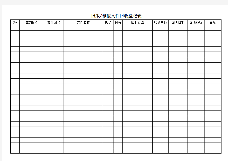 旧版作废文件回收登记表