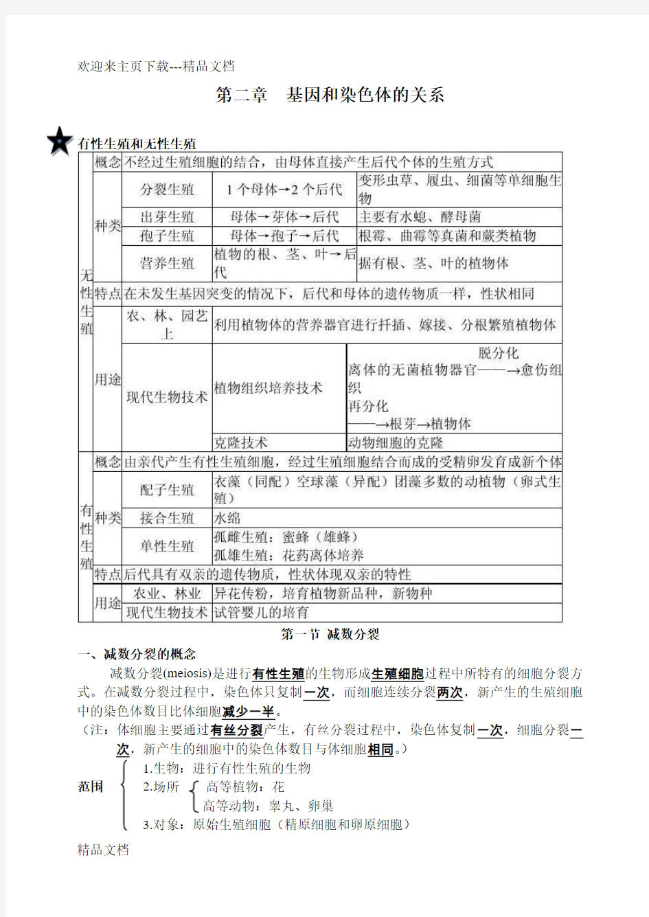 最新高中生物必修二第二章知识点总结