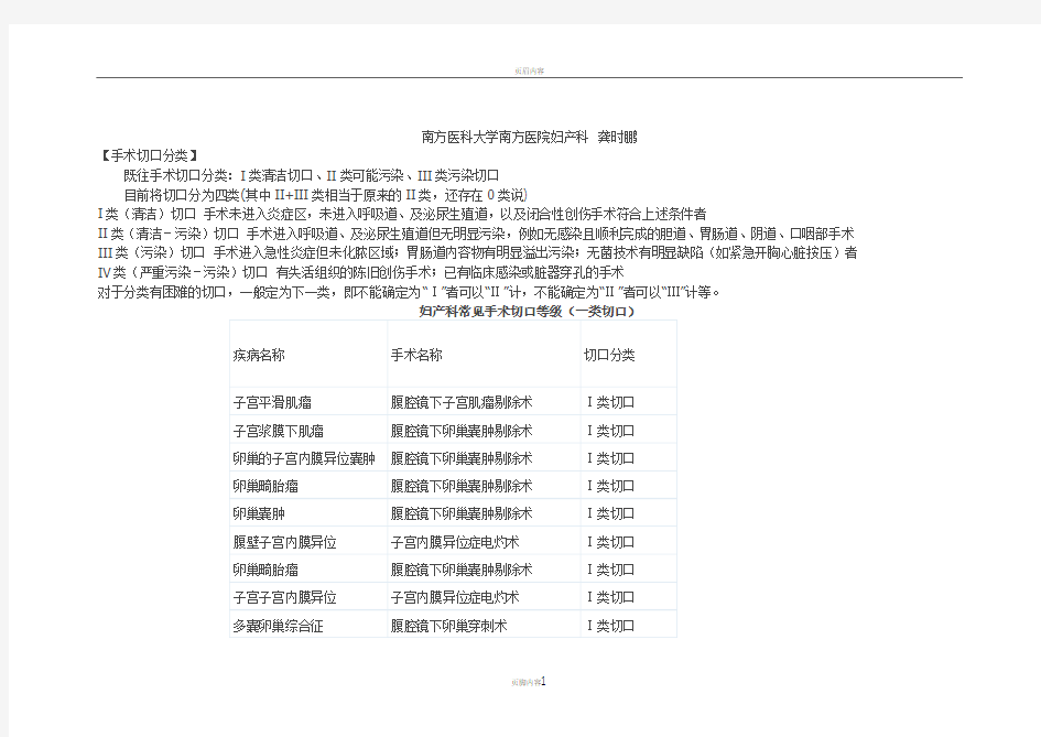 妇产科常见手术切口