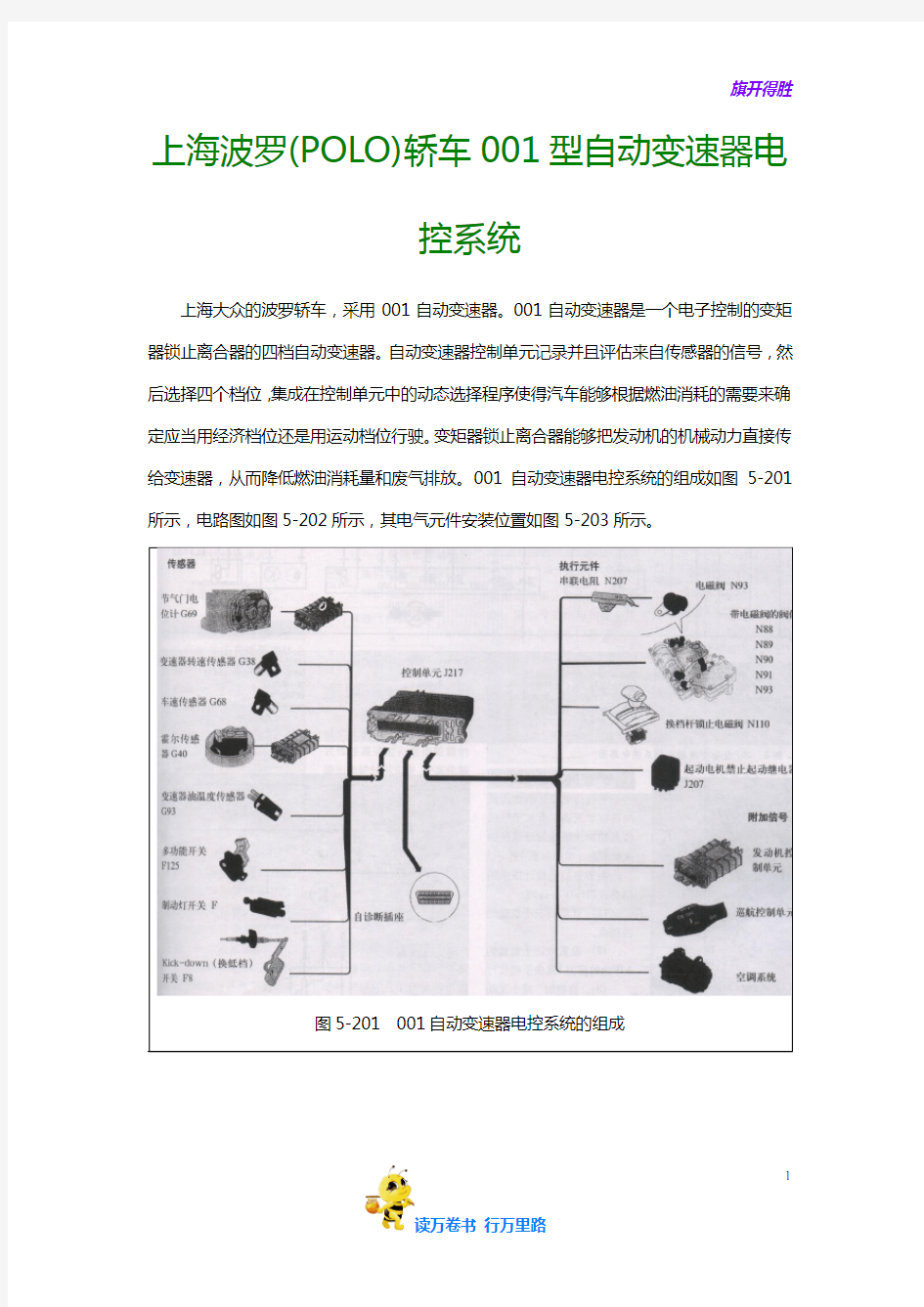 【大众】上海波罗(POLO)轿车001型自动变速器电控系统
