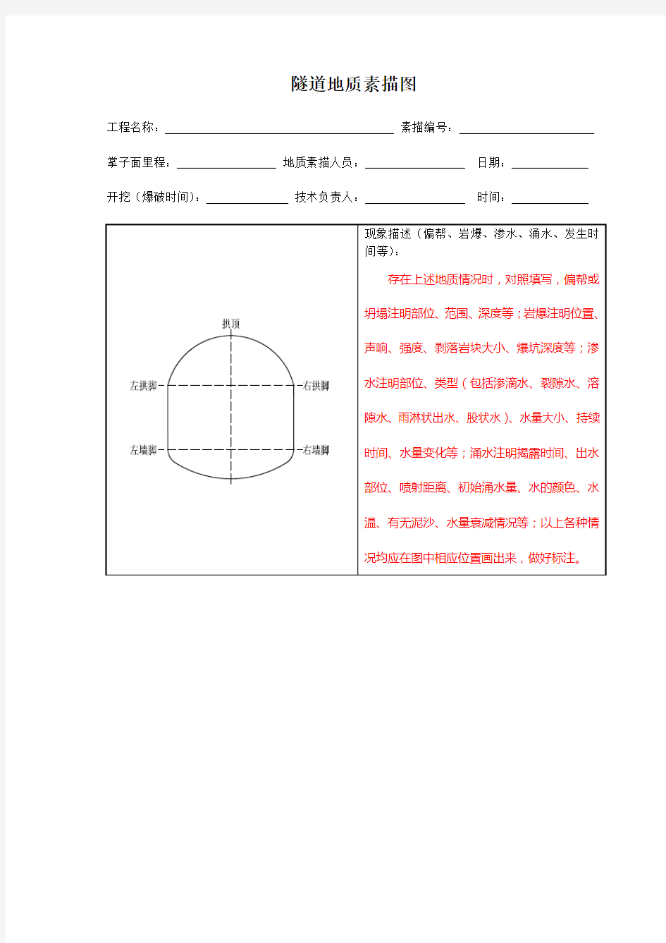 隧道地质素描图