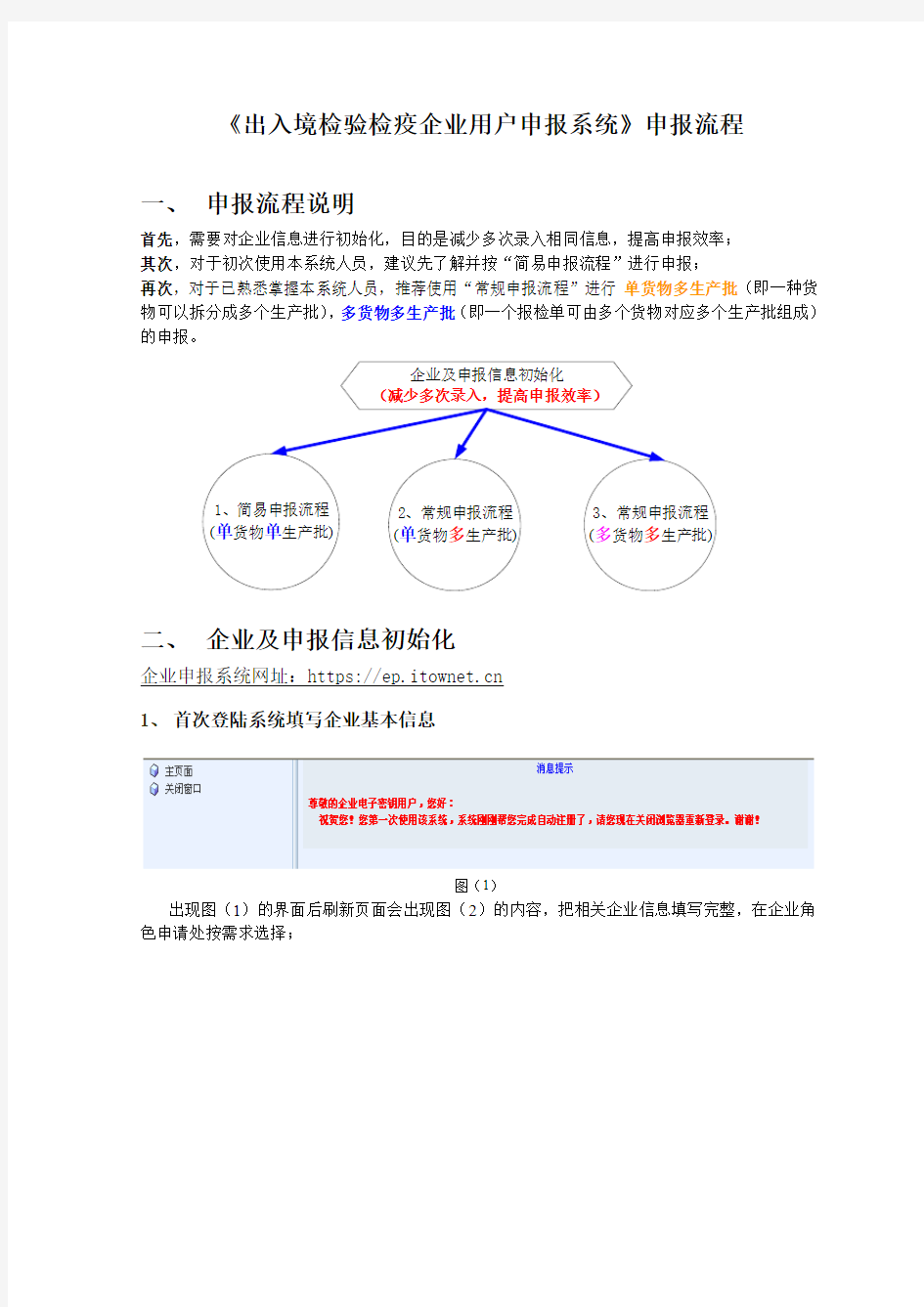 《出入境检验检疫企业用户申报系统》申报流程