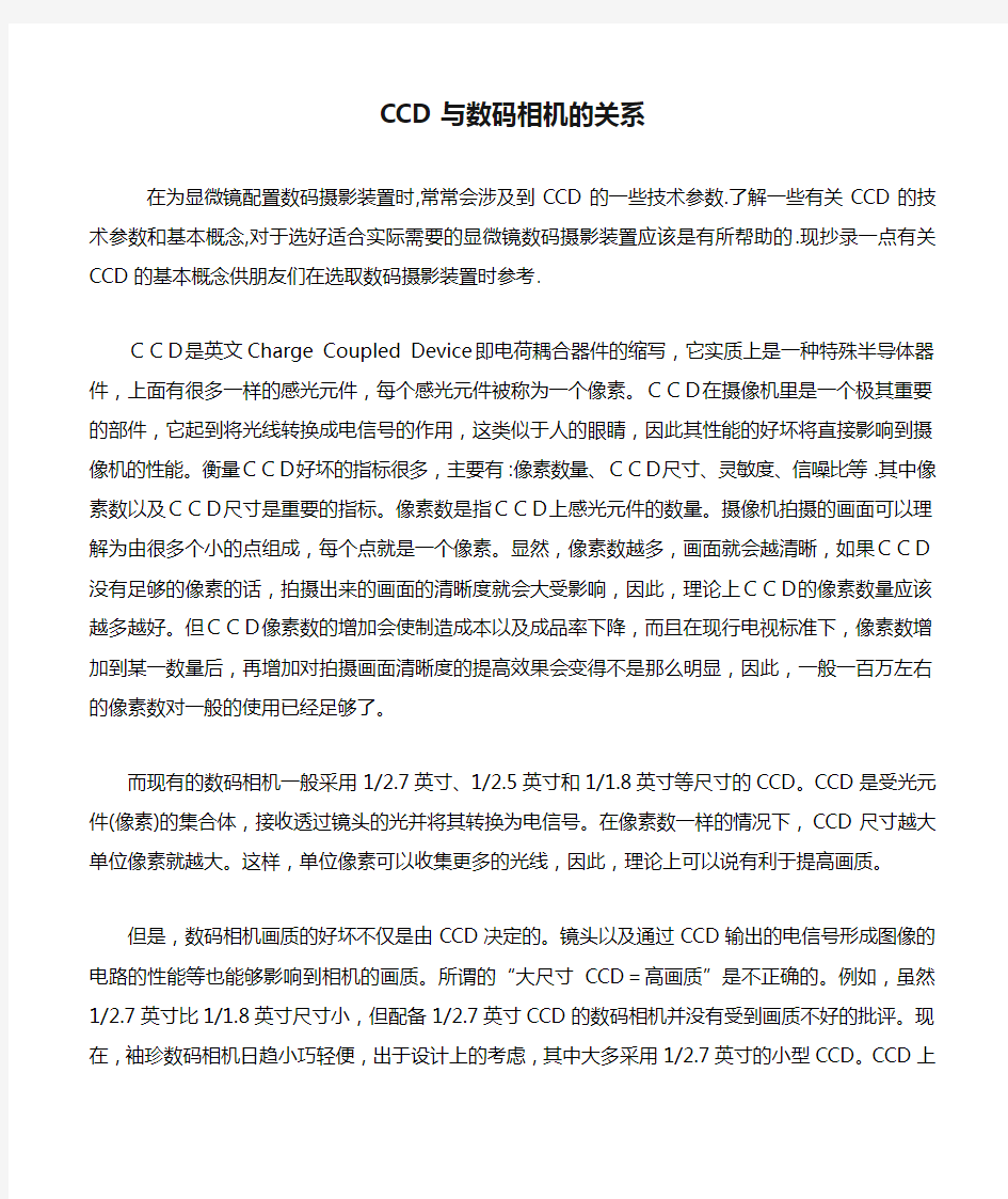 CCD与数码相机的关系