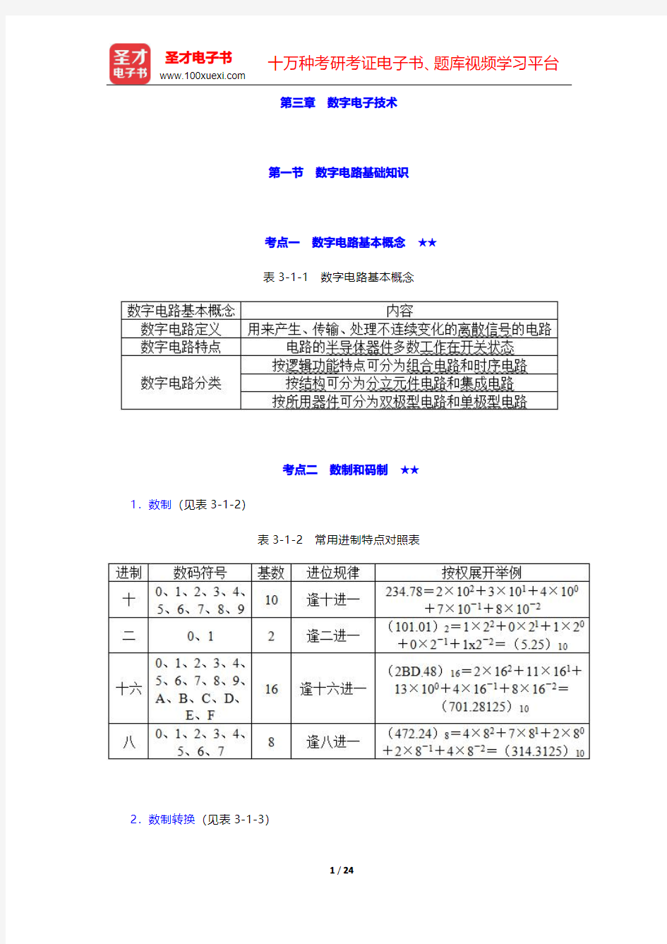 2020年注册电气工程师(发输变电)《专业基础考试》考点手册-数字电子技术  【圣才出品】