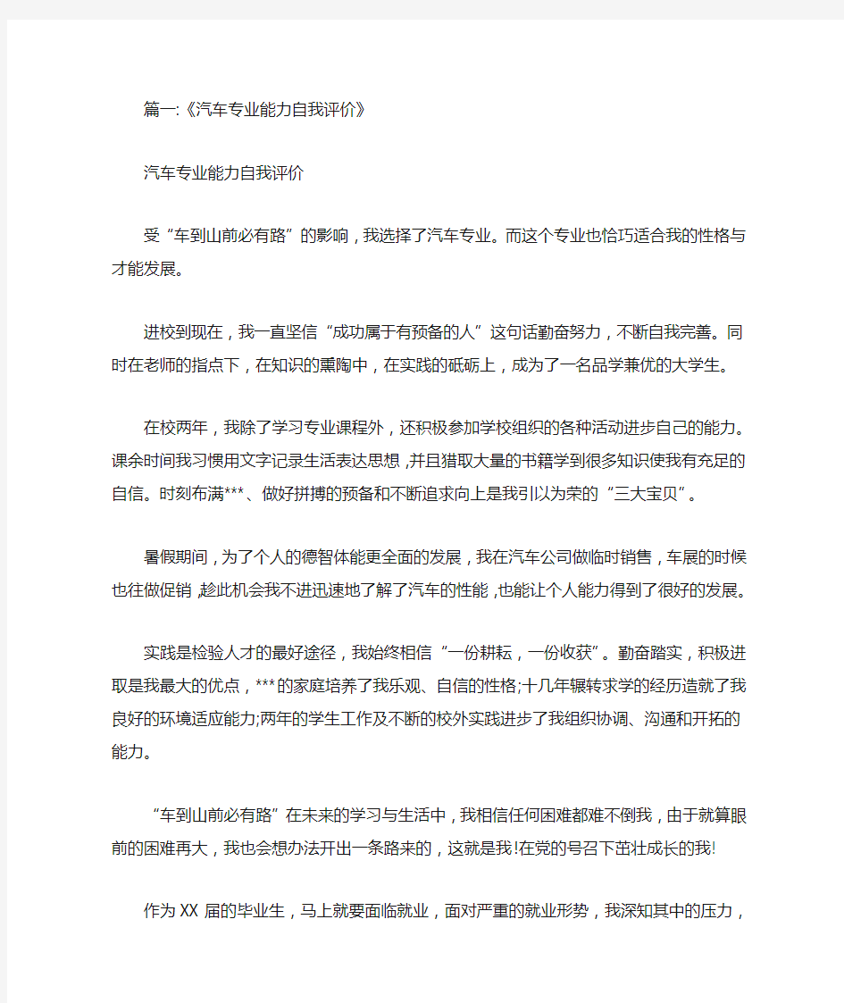 专业能力,自我评价